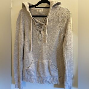 Hollister Oatmeal Lace-Up Hoodie